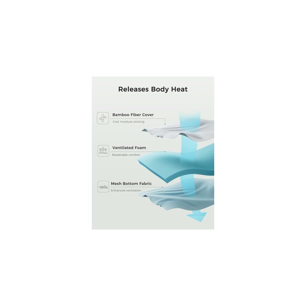 PERLECARE Twin XL 3 inch Cooling Mattress Topper with Bamboo Cover
