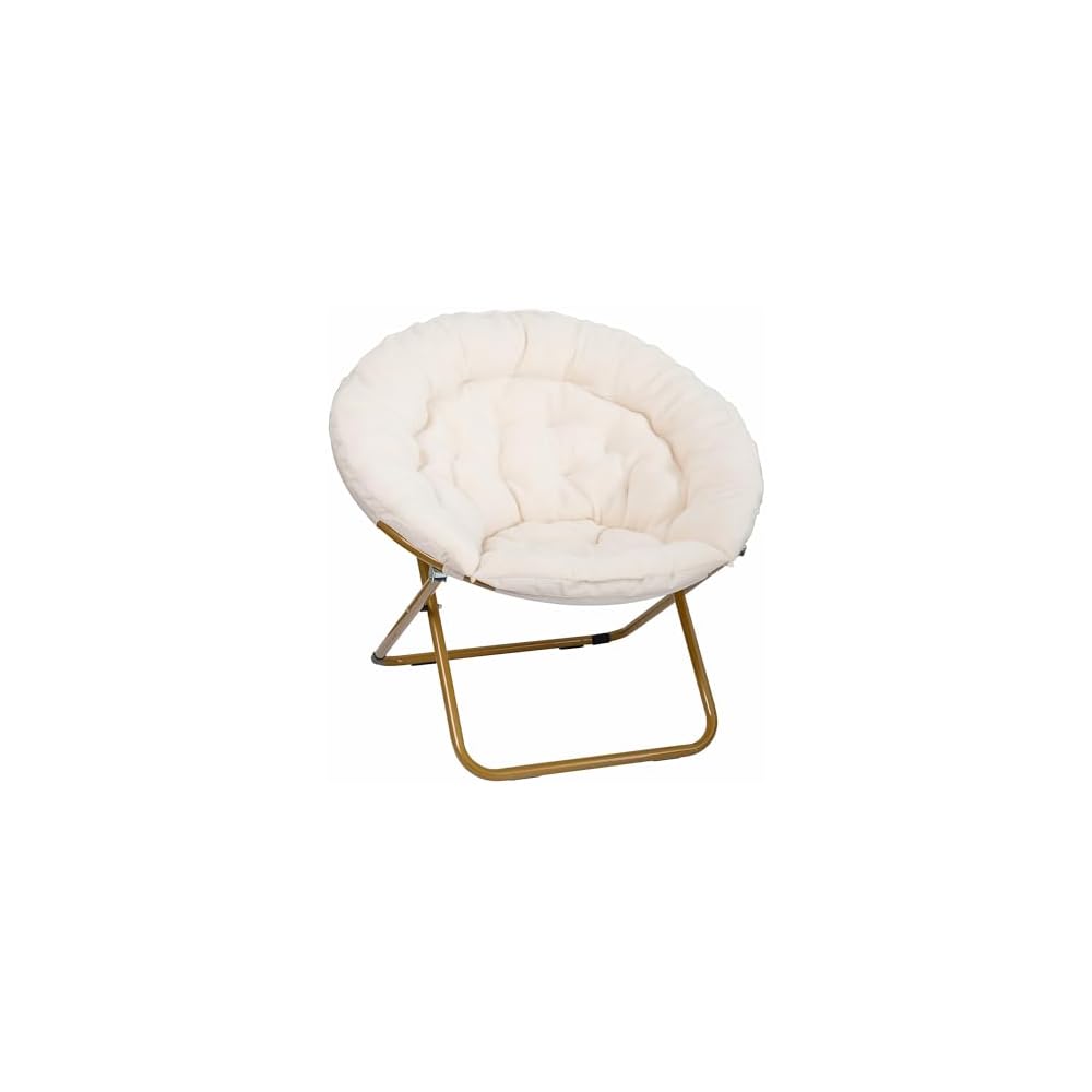 Flash Furniture Oversize Folding Saucer Chair -Ottoman, Black Faux Fur