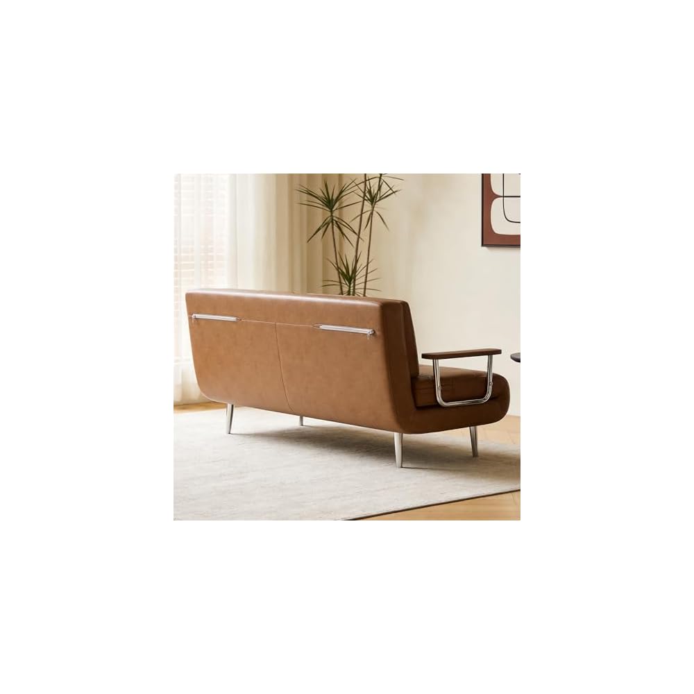 70.86In Faux Leather Convertible Sofa Bed Futon Couch Brownwn