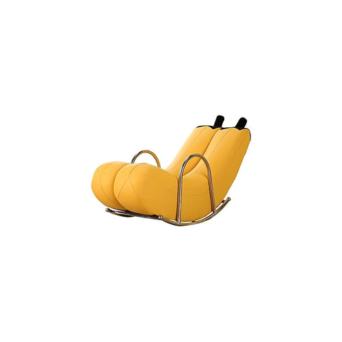 Creative Single Sofa Rocking Chair The Banana Shape Fine PU Leather Metal Base Camping Chairs Garden Loungers Lazy Floor Chair European Modern Small Sofa