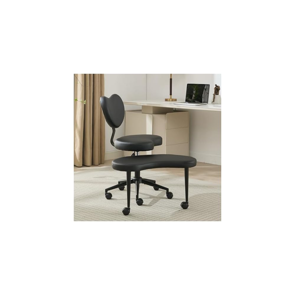 Cross Legged Office Chair Criss Cross Desk Chair with Wheels, ADHD Chairs Wider Meditation Chairs, Ergonomic Kneeling Yoga Seat with Lumbar Support and Footrest for Fidgety Sitters, Ivory-Teddy
