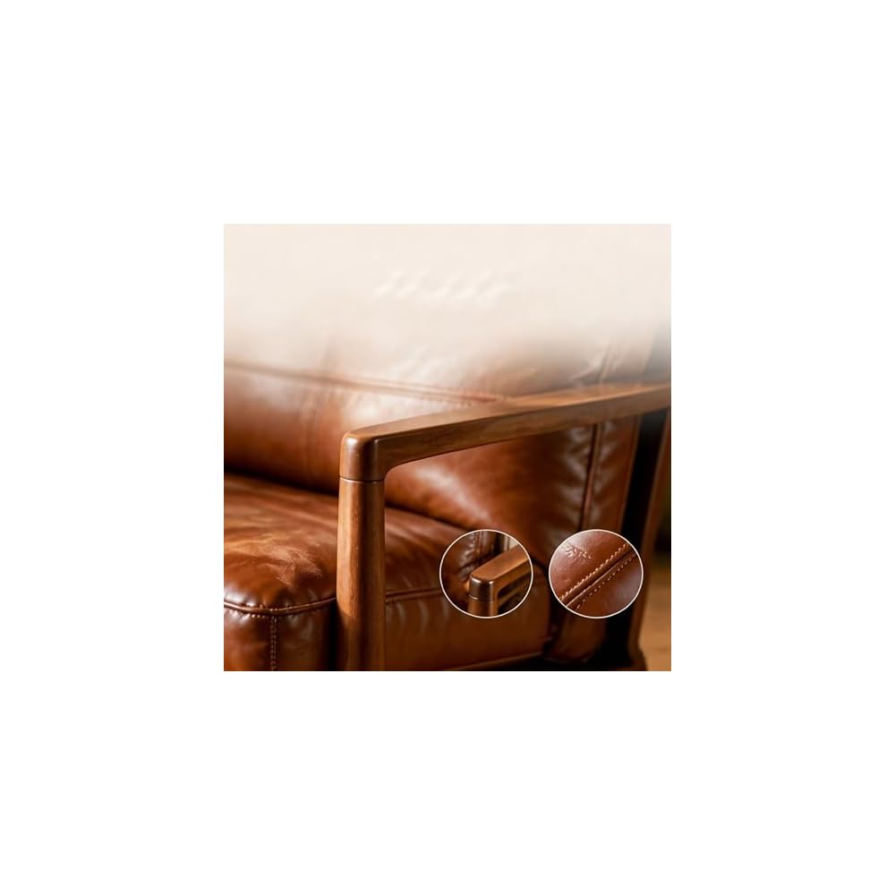Lounge Chairs PU American Light Luxury Single Cigar Sofa Chair Solid Wood Low Seating Position Leather Armchair Vintage Style Furniture Beanbag Chairs for Home Kitchen Bistro Cafe Tea Whiskey Bar
