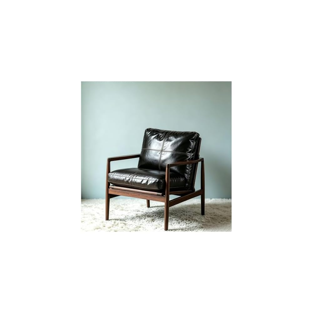 Lounge Chairs PU American Light Luxury Single Cigar Sofa Chair Solid Wood Low Seating Position Leather Armchair Vintage Style Furniture Beanbag Chairs for Home Kitchen Bistro Cafe Tea Whiskey Bar