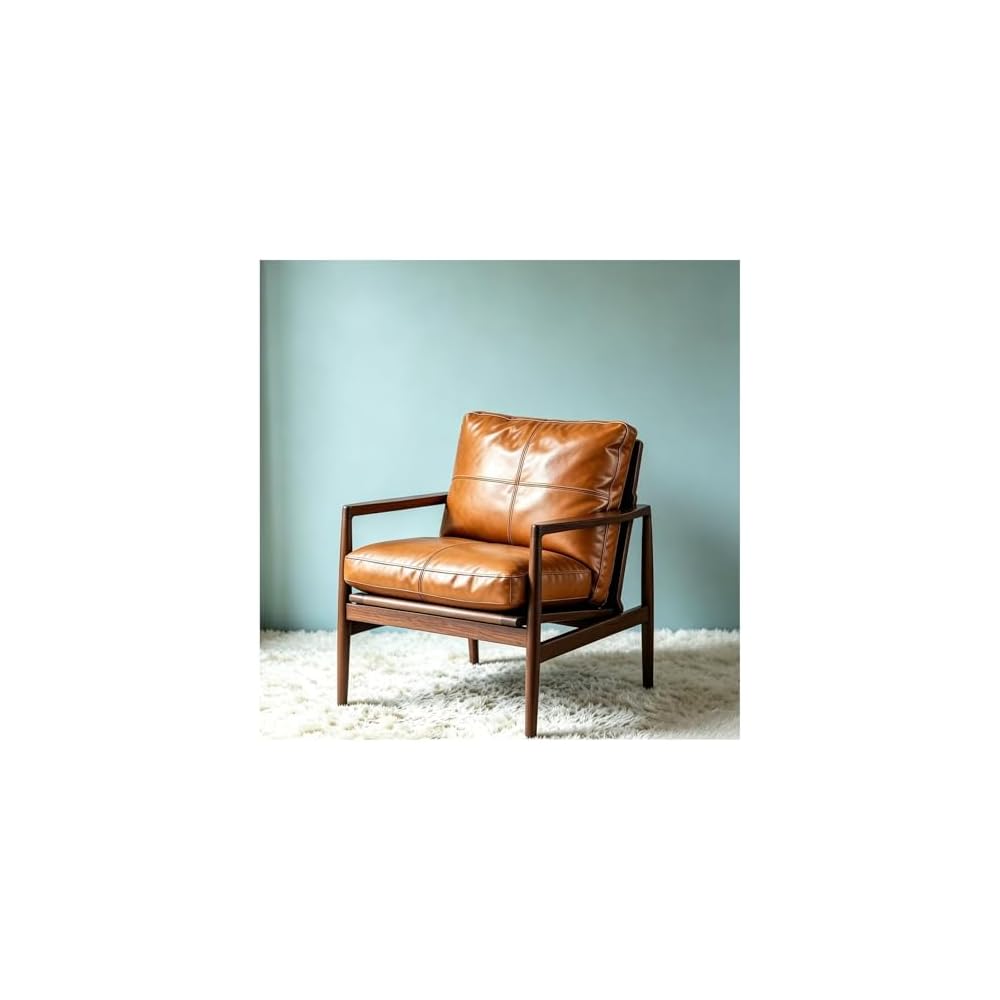 Lounge Chairs PU American Light Luxury Single Cigar Sofa Chair Solid Wood Low Seating Position Leather Armchair Vintage Style Furniture Beanbag Chairs for Home Kitchen Bistro Cafe Tea Whiskey Bar