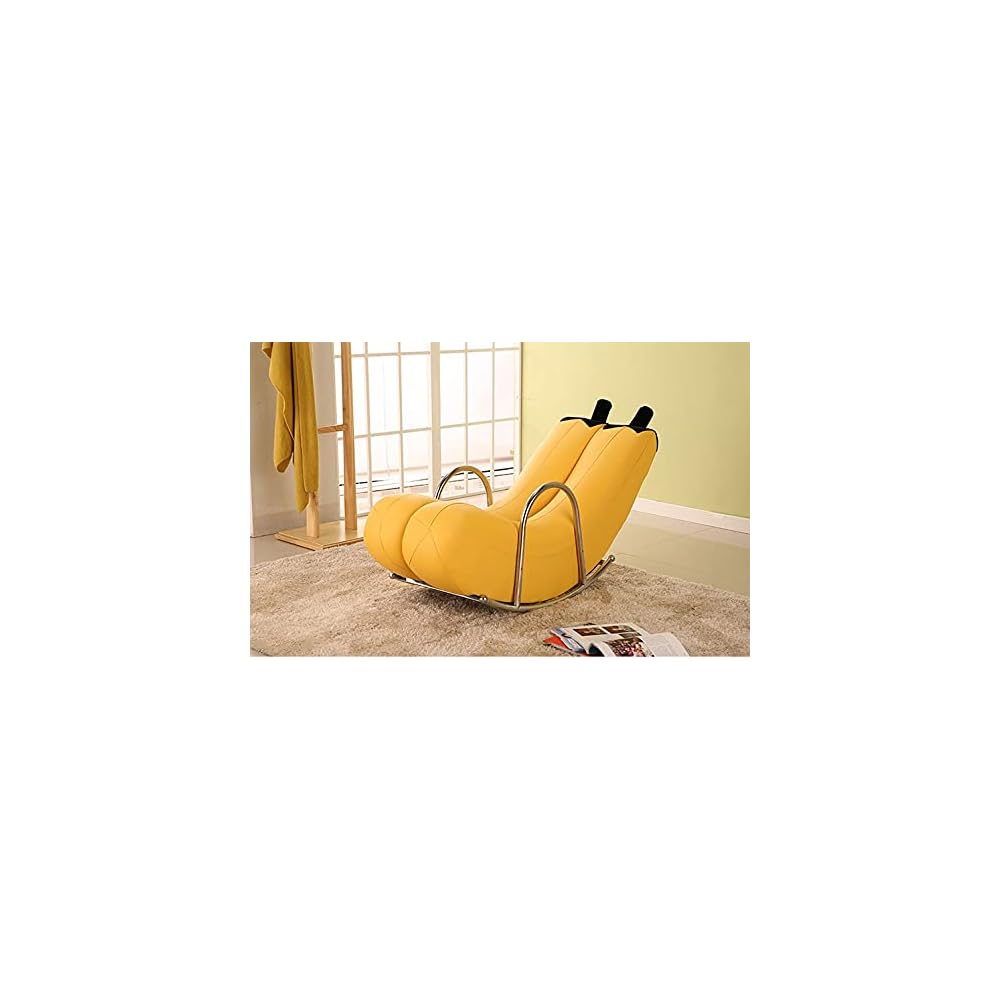 Creative Single Sofa Rocking Chair The Banana Shape Fine PU Leather Metal Base Camping Chairs Garden Loungers Lazy Floor Chair European Modern Small Sofa