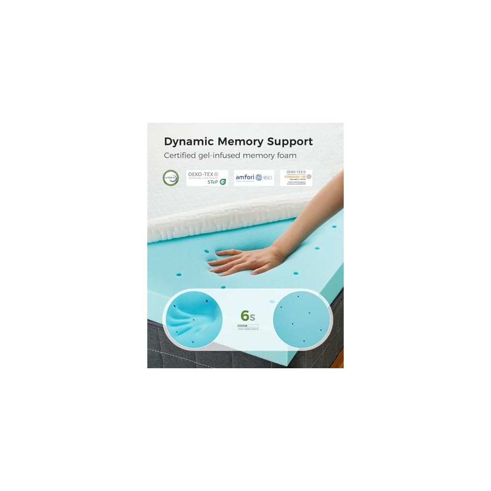 PERLECARE Twin XL 3 inch Cooling Mattress Topper with Bamboo Cover