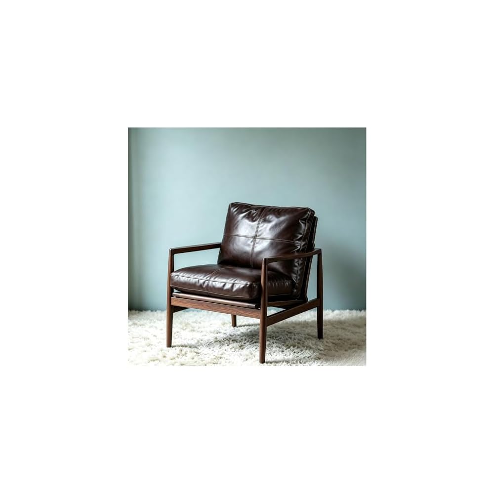 Lounge Chairs PU American Light Luxury Single Cigar Sofa Chair Solid Wood Low Seating Position Leather Armchair Vintage Style Furniture Beanbag Chairs for Home Kitchen Bistro Cafe Tea Whiskey Bar