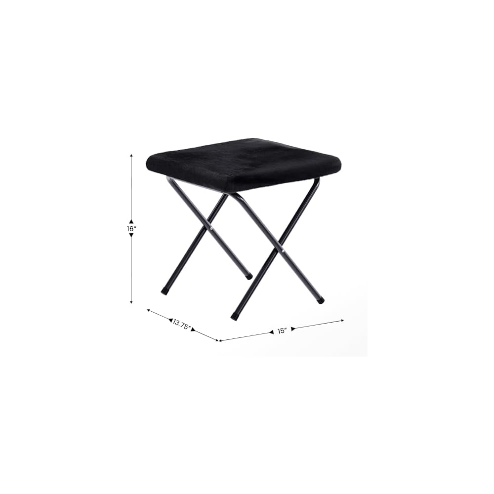 Flash Furniture Oversize Folding Saucer Chair -Ottoman, Black Faux Fur