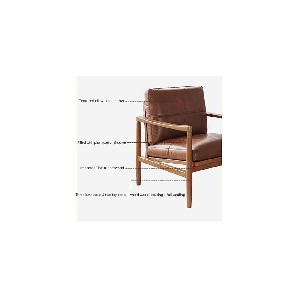 Lounge Chairs PU American Light Luxury Single Cigar Sofa Chair Solid Wood Low Seating Position Leather Armchair Vintage Style Furniture Beanbag Chairs for Home Kitchen Bistro Cafe Tea Whiskey Bar