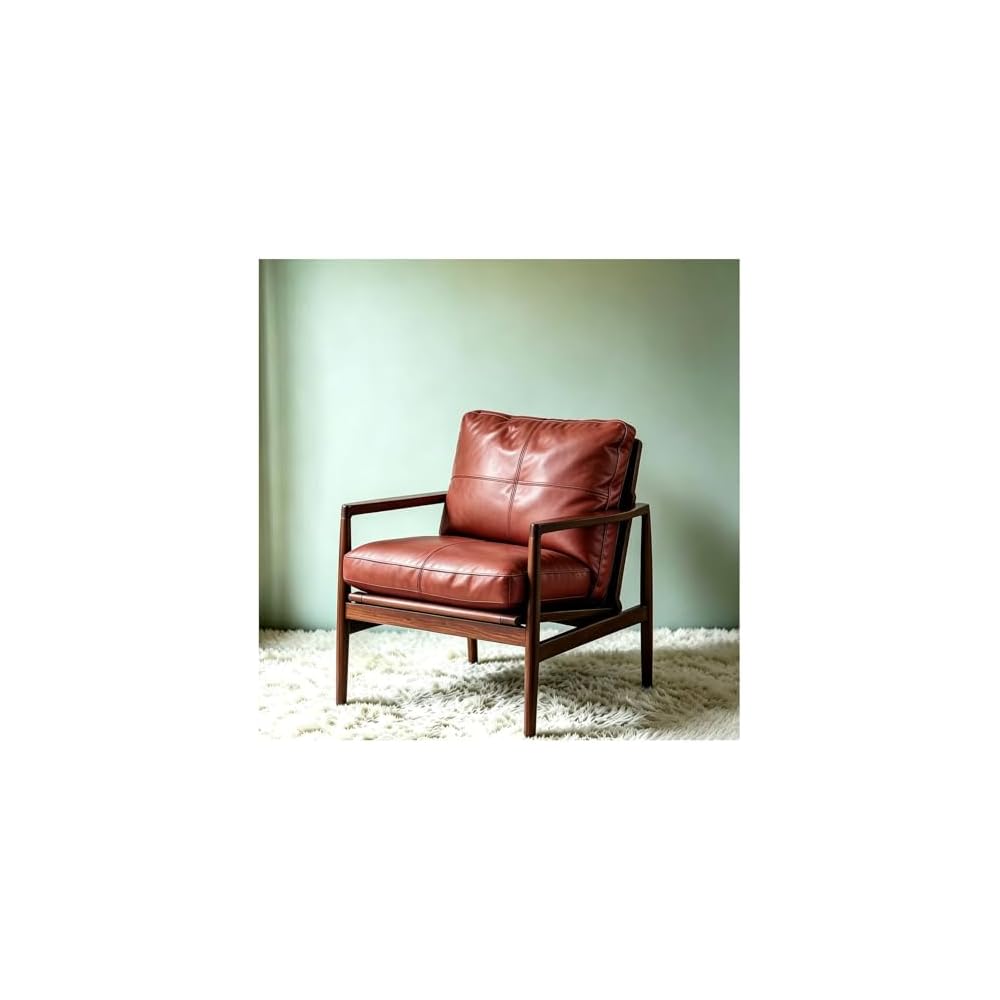 Lounge Chairs PU American Light Luxury Single Cigar Sofa Chair Solid Wood Low Seating Position Leather Armchair Vintage Style Furniture Beanbag Chairs for Home Kitchen Bistro Cafe Tea Whiskey Bar