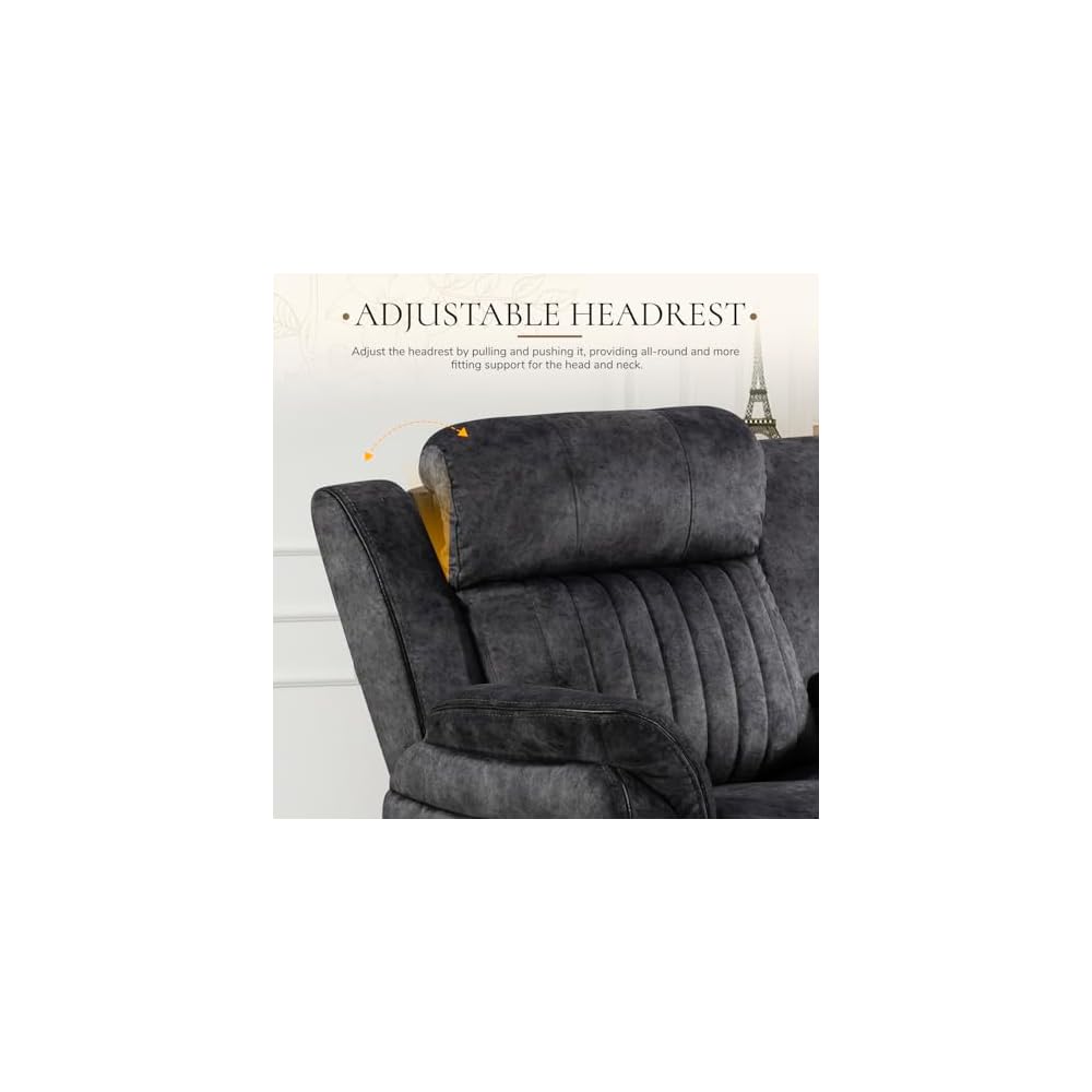 Power Reclining Loveseat with Zero Gravity, Adjustable Headrest, Electric Reclining Loveseat with Console, USB/Type-C Ports, Power Loveseat Recliner Sofa for Living Room (Grey, Loveseat)