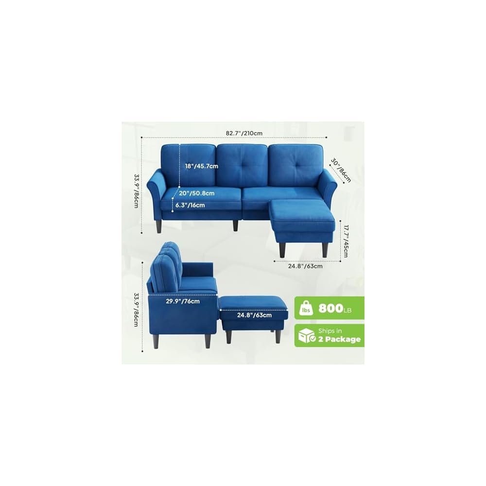 Welzona Sofa Couch, 83" Sofas for Living Room, Soft Couches for Living Room