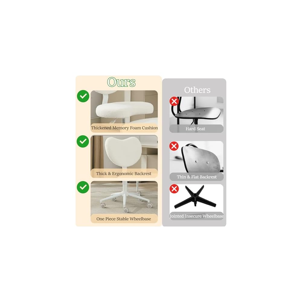 Cross Legged Office Chair Criss Cross Desk Chair with Wheels, ADHD Chairs Wider Meditation Chairs, Ergonomic Kneeling Yoga Seat with Lumbar Support and Footrest for Fidgety Sitters, Ivory-Teddy
