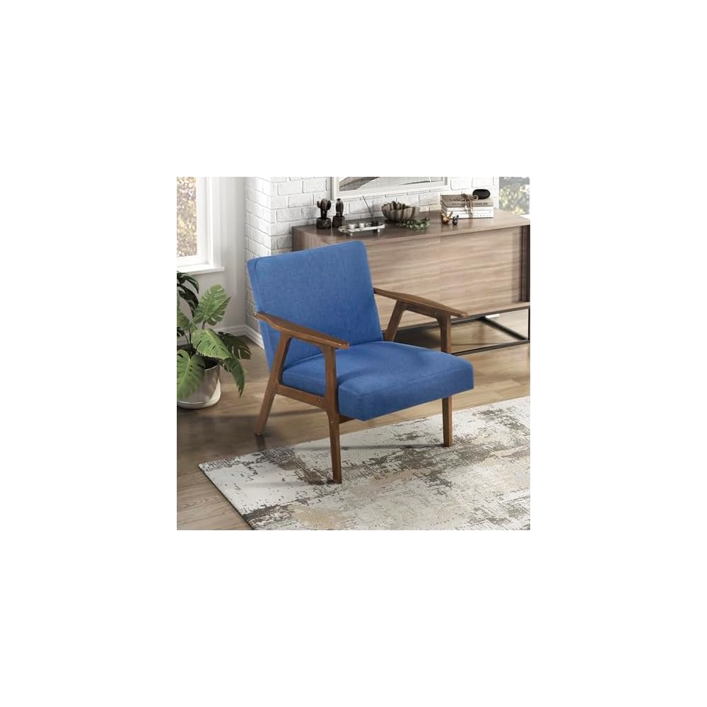 Lexicon Mid Century Modern Accent Chair,Natural Solid Wood Frame,Dark Gray