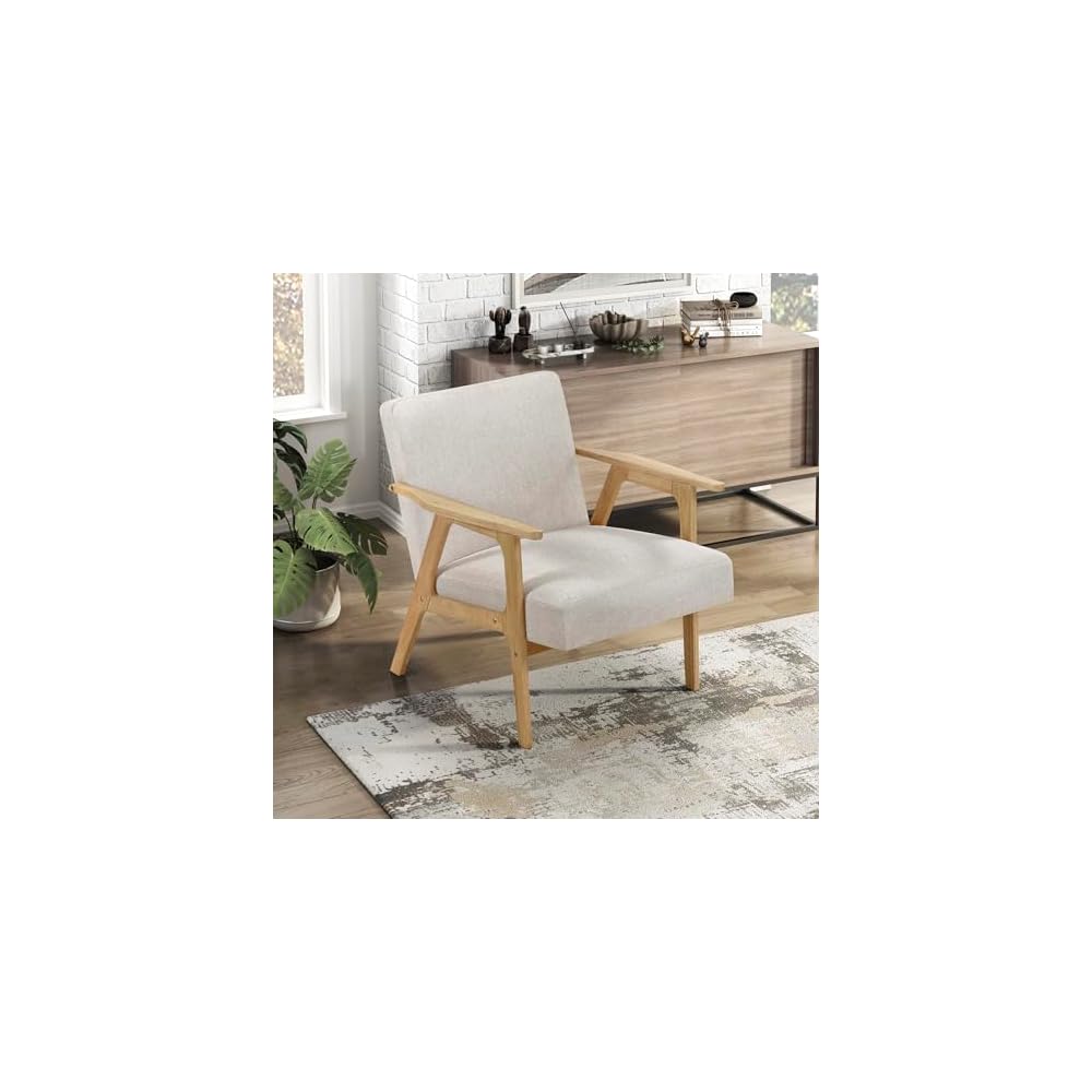 Lexicon Mid Century Modern Accent Chair,Natural Solid Wood Frame,Dark Gray