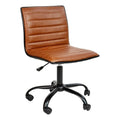 Scranton & Co Contemporary Vinyl Low Back Swivel Office Chair, Brown and Black Finish, Foam Seat, Armless Design, Adjustable Height, 360° Swivel, Heavy-Duty Base, Dual-Wheel Casters, Home or Office