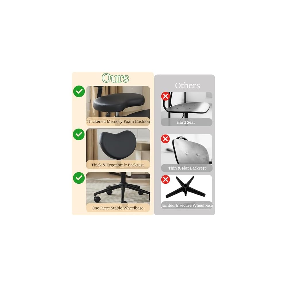 Cross Legged Office Chair Criss Cross Desk Chair with Wheels, ADHD Chairs Wider Meditation Chairs, Ergonomic Kneeling Yoga Seat with Lumbar Support and Footrest for Fidgety Sitters, Ivory-Teddy