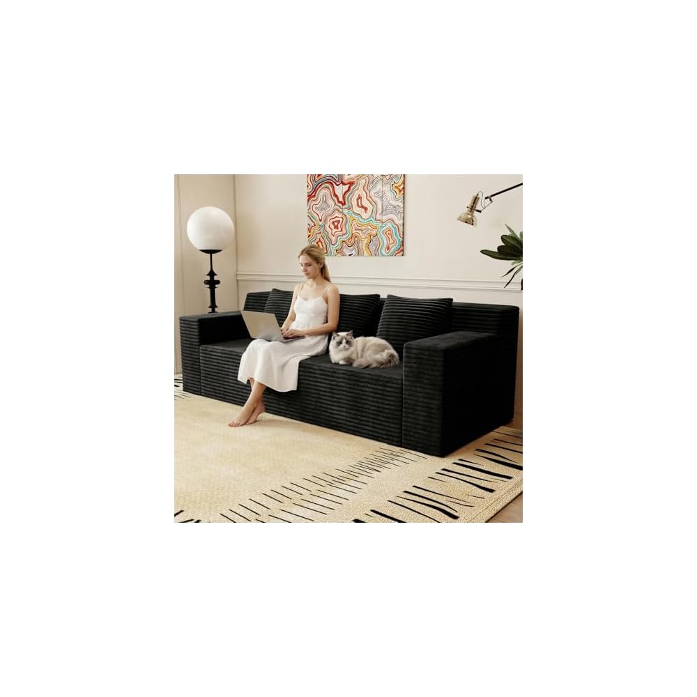 Love Seat Couches, Corduroy Boneless Loveseat with Deep Seats, 2 Seat Couch