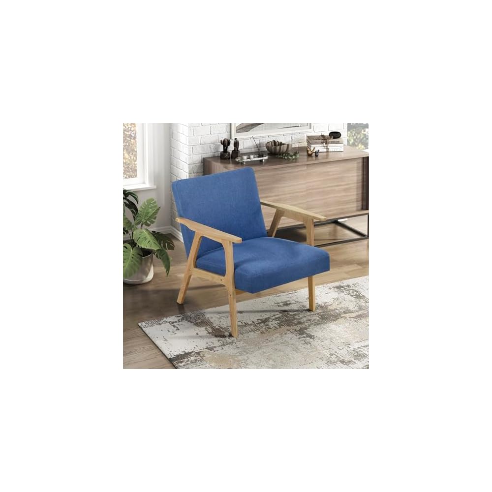 Lexicon Mid Century Modern Accent Chair,Natural Solid Wood Frame,Dark Gray