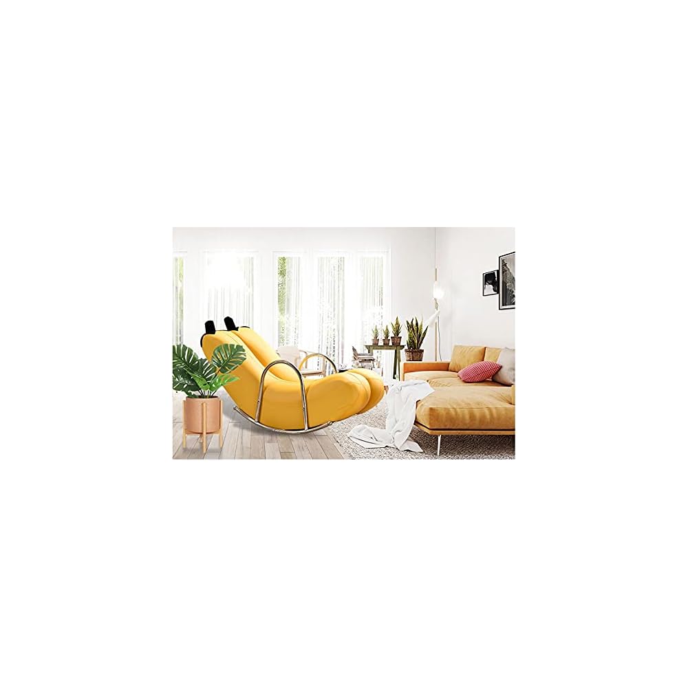 Creative Single Sofa Rocking Chair The Banana Shape Fine PU Leather Metal Base Camping Chairs Garden Loungers Lazy Floor Chair European Modern Small Sofa