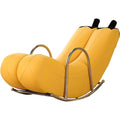 Creative Single Sofa Rocking Chair The Banana Shape Fine PU Leather Metal Base Camping Chairs Garden Loungers Lazy Floor Chair European Modern Small Sofa