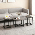 3 Piece Coffee Table Set Round Center Table 2 Square End Tables Gray Black
