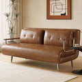 70.86In Faux Leather Convertible Sofa Bed Futon Couch Brownwn