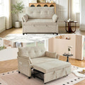 Convertible Sleeper Sofa Bed, 51" Loveseat Pull Out Sleeper Sofa Bed with Adjustable Backrest, Corduroy Love Seat for Living Room Apartment,Beige